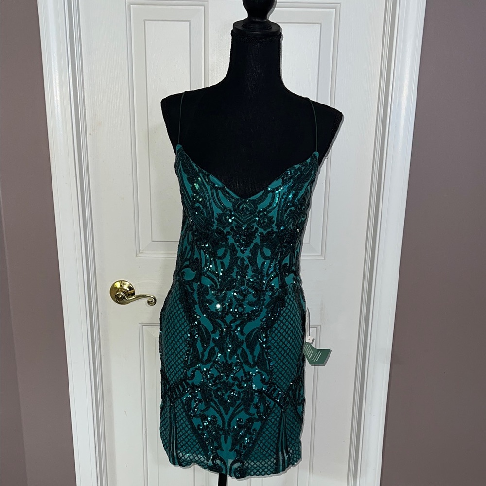 NWT - Emerald Green Sequin Slip Dress